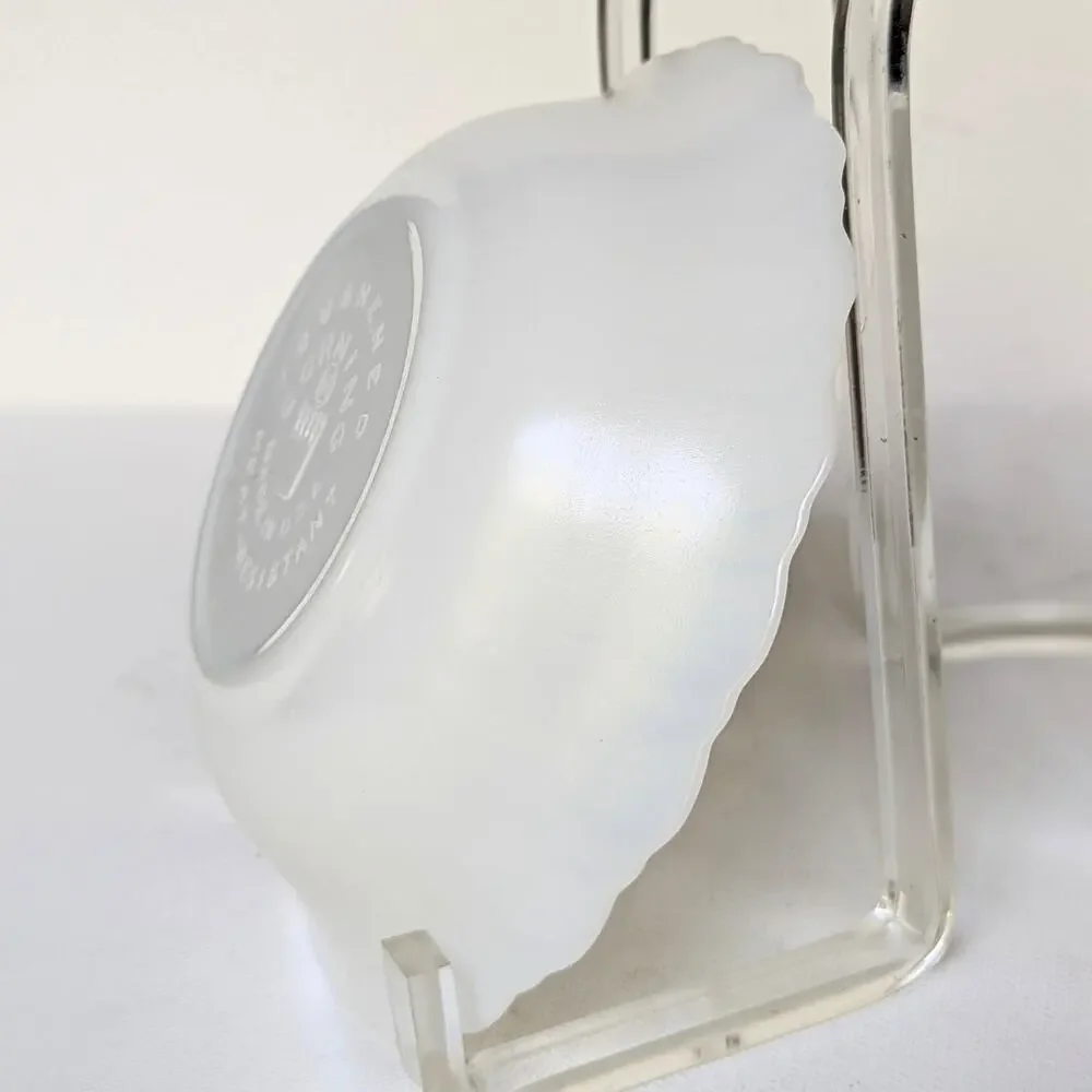 Vintage 1950s CorningWare Milk Glass Bowls – White Opalescent Swirl Princess